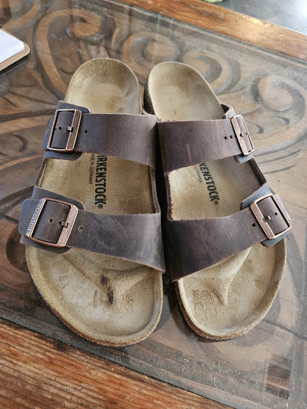 Birkenstock Men's Arizona Sandals Matte Brown with Copper Buckles 285/44 Regular
